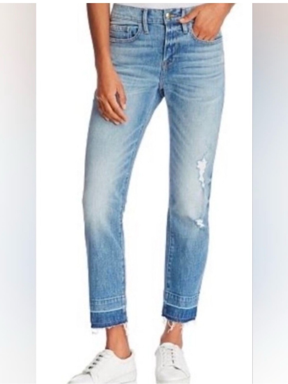 FRAME Le Boy Boyfriend Jeans raw hem cropped Klinedale size 26